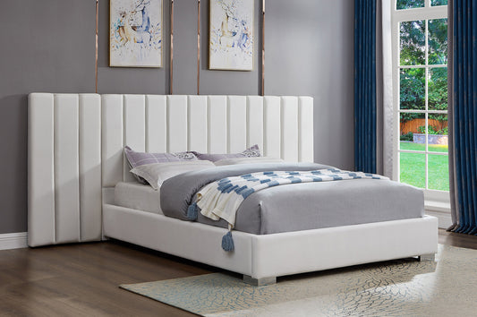 Modern Velvet Platform Bed with Extra-Wide Extended Panel Headboard-T2379
