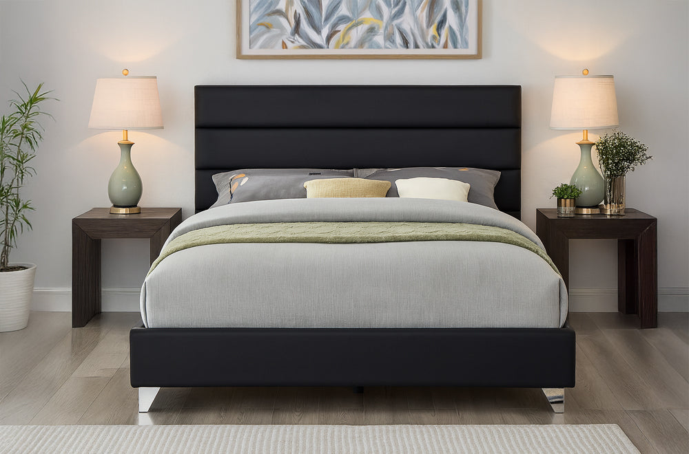 Modern Upholstered Platform Bed with Tufted Headboard-T2395