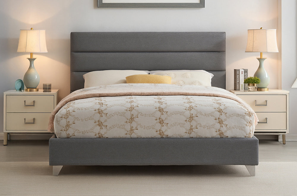 Modern Upholstered Platform Bed with Tufted Headboard-T2395