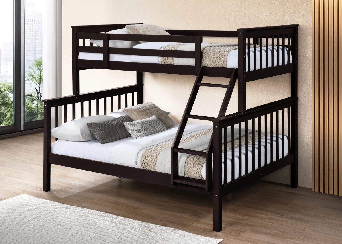 Convertible Twin Over Double Solid Wood Bunk Bed -T2501