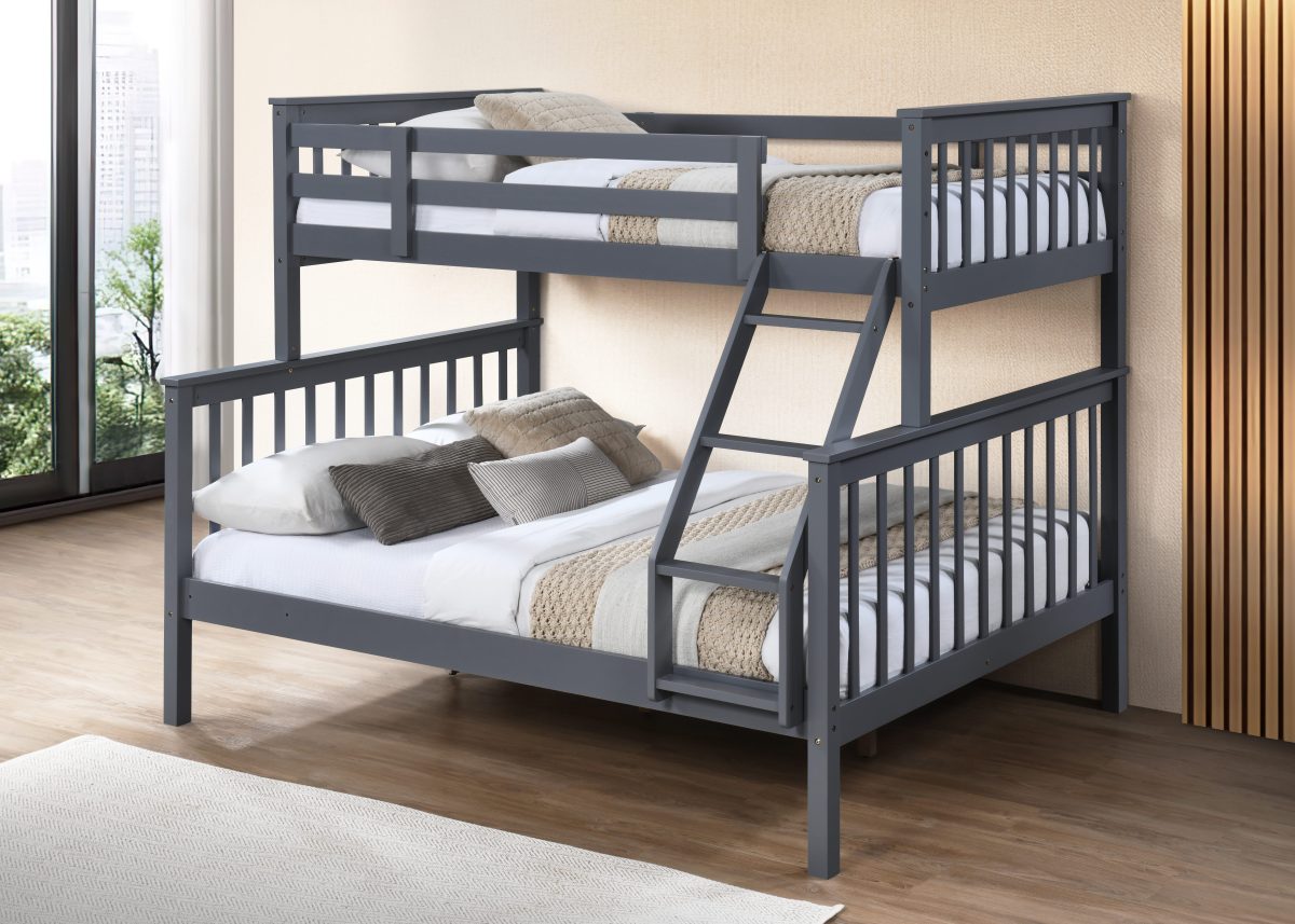 Convertible Twin Over Double Solid Wood Bunk Bed -T2501