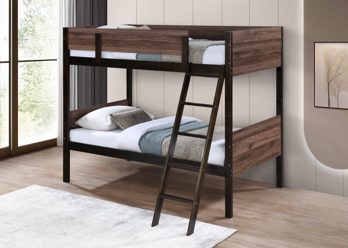 Single Over Single Bunk Bed – Solid Wood Convertible-T2515