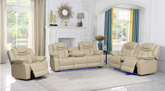 3-Piece Air Leather Power Recliner Sofa Set-Roger