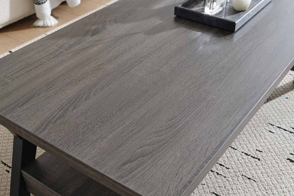Modern 3-Piece Coffee Table Set – Contemporary Style with Black Metal Legs-I3505