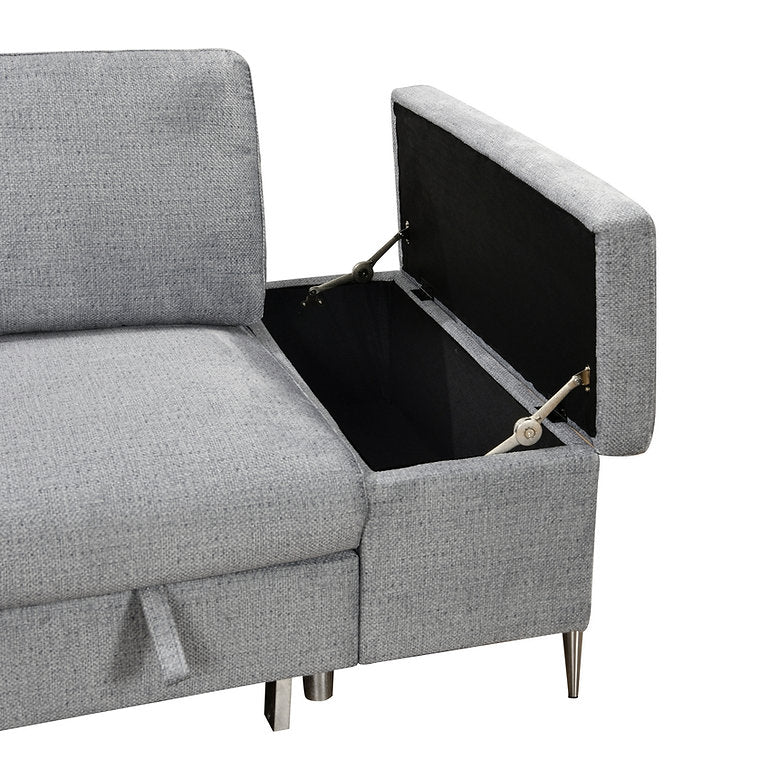 Grey LHF Sofa Bed Sectional with Storage Bench-I9022