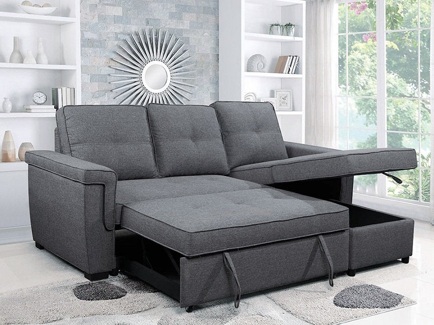 Grey Fabric Sofabed Sectional with Storage – I9040