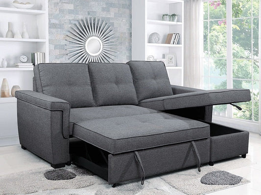 Grey Fabric Sofabed Sectional with Storage – I9040