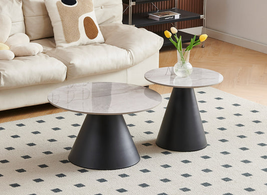 Modern 2-Piece Round Coffee Table Set-I2201