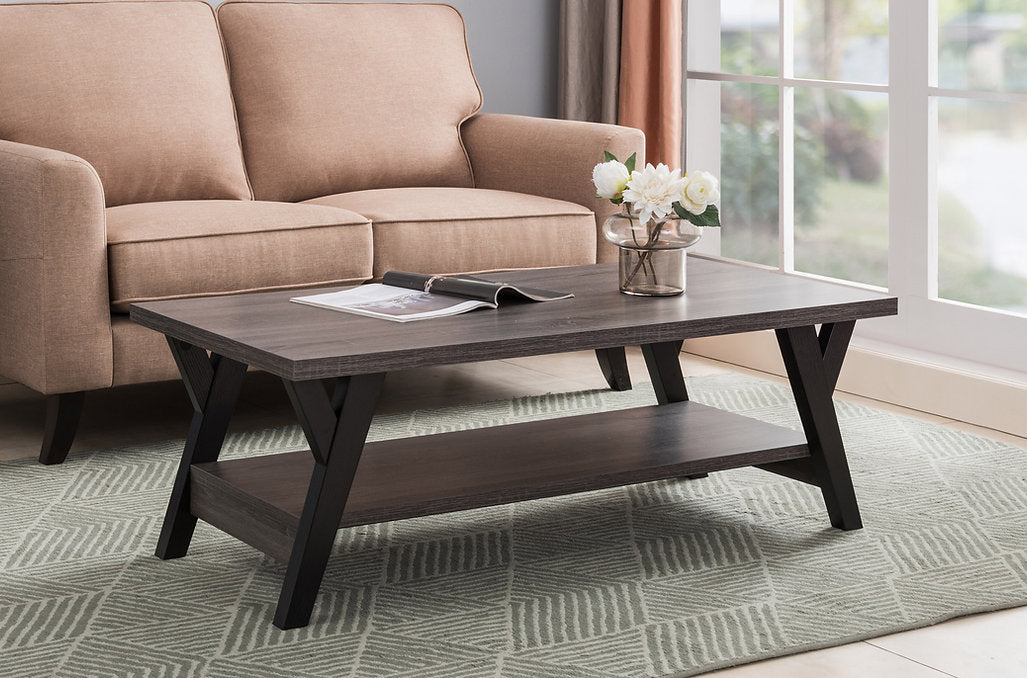 Modern 3-Piece Coffee Table Set – Contemporary Style with Black Metal Legs-I3505