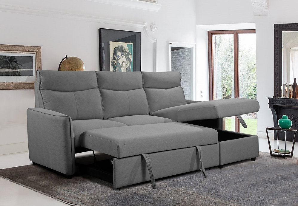 Grey Sofa Bed Sectional with Storage & Reversible Chaise-I9027