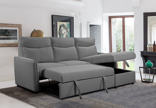 Grey Sofa Bed Sectional with Storage & Reversible Chaise-I9027