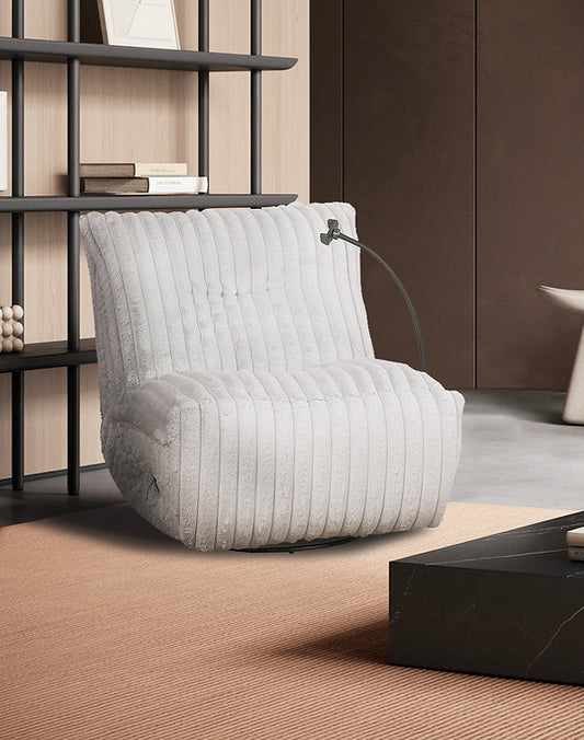 Plush Corduroy Swivel Recliner Chair with Phone Holder – I6305