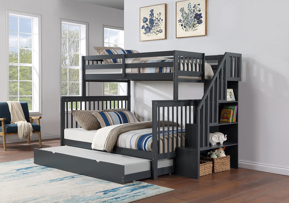 Twin Over Full Bunk Bed with Reversible Staircase-I1851