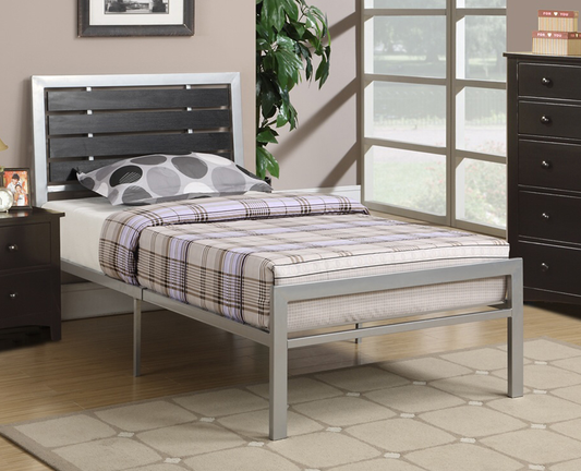 Silver Metal Frame Bed-I112