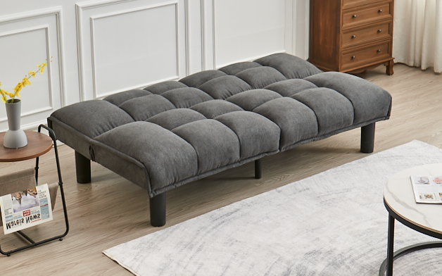 Modern Tufted Fabric Sofa Bed with Memory Foam – Grey-I8060
