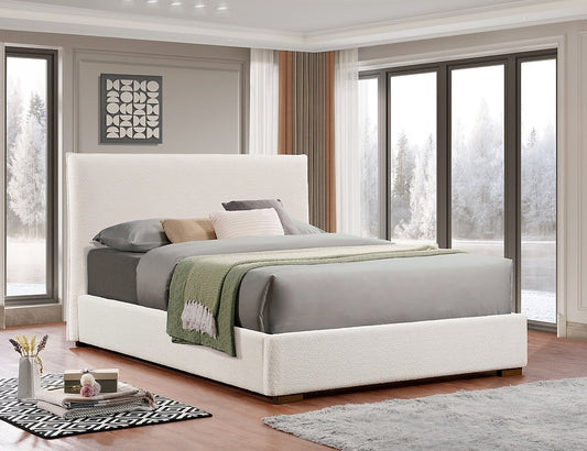 Modern Beige Bouclé Platform Bed-I5568
