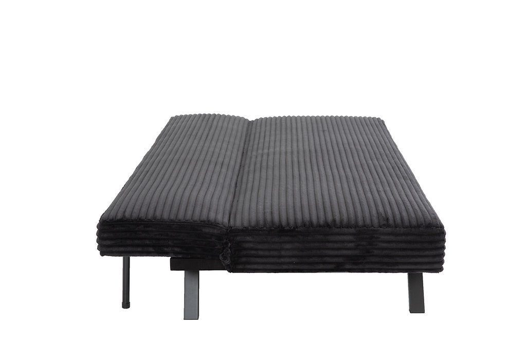Black Corduroy Split-Back Sofa Bed-I8065