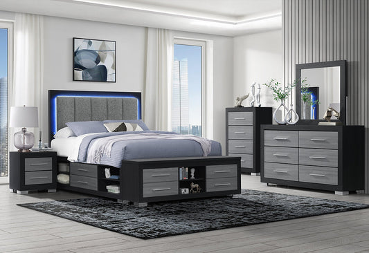 Modern LED Storage Bed & Bedroom Furniture | Emma Black Collection