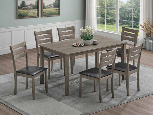 7-Piece Antique Grey Dining Set with 6 Chairs-I1051(1053C)