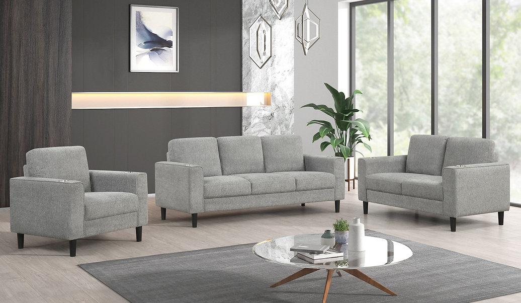 Modern Grey 3-Piece Sofa Set with Cup Holders | BONLIFE Furniture Toronto-I8240