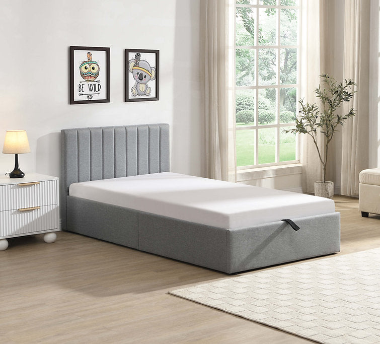 Grey Fabric Hydraulic Lift Storage Platform Bed-I5163