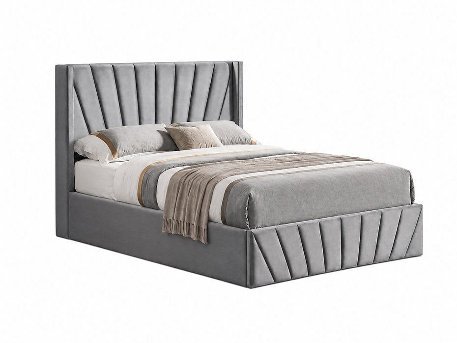 Luxury Velvet Hydraulic Storage Platform Bed – Queen & King | 3 Colours-I5870
