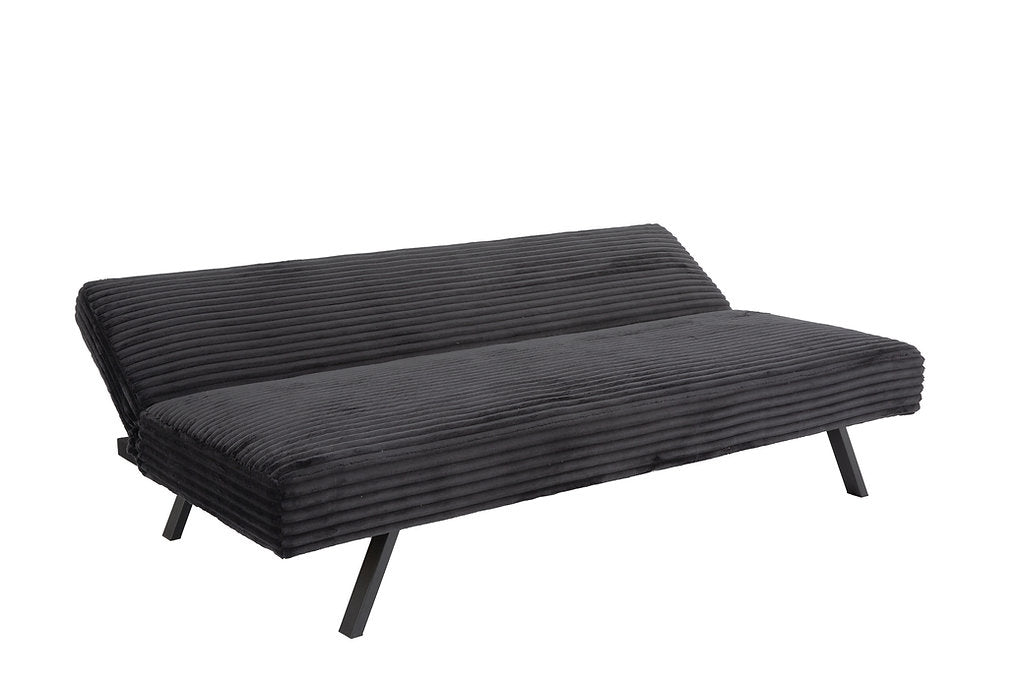 Black Corduroy Split-Back Sofa Bed-I8065