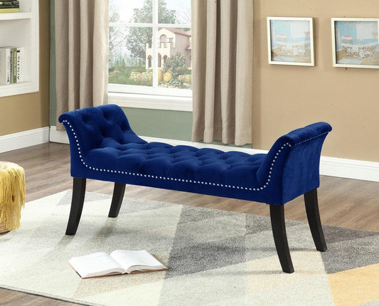 Navy Blue Velvet Bench-I6232