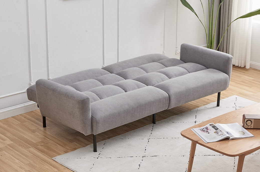 Grey Fabric Sofa Bed with Split Back & Memory Foam-I8041