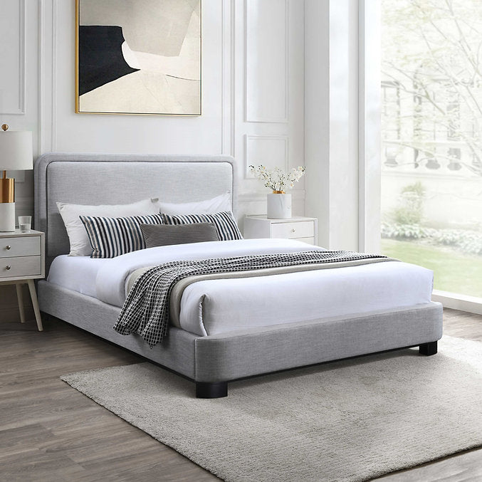 Modern Upholstered Platform Bed with Rounded Headboard-I5910