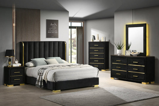 Vertical Tufted Velvet Platform Bed-Madison
