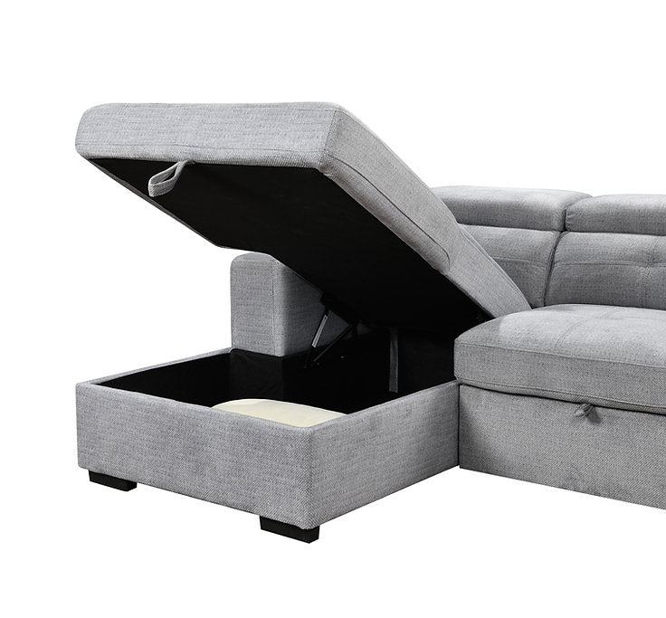 Convertible Sofa Bed Sectional with Storage Chaise & Charging Station-I9080(81)