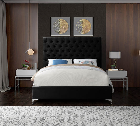 Velvet Fabric With Deep Button Tufting Bed-I5643