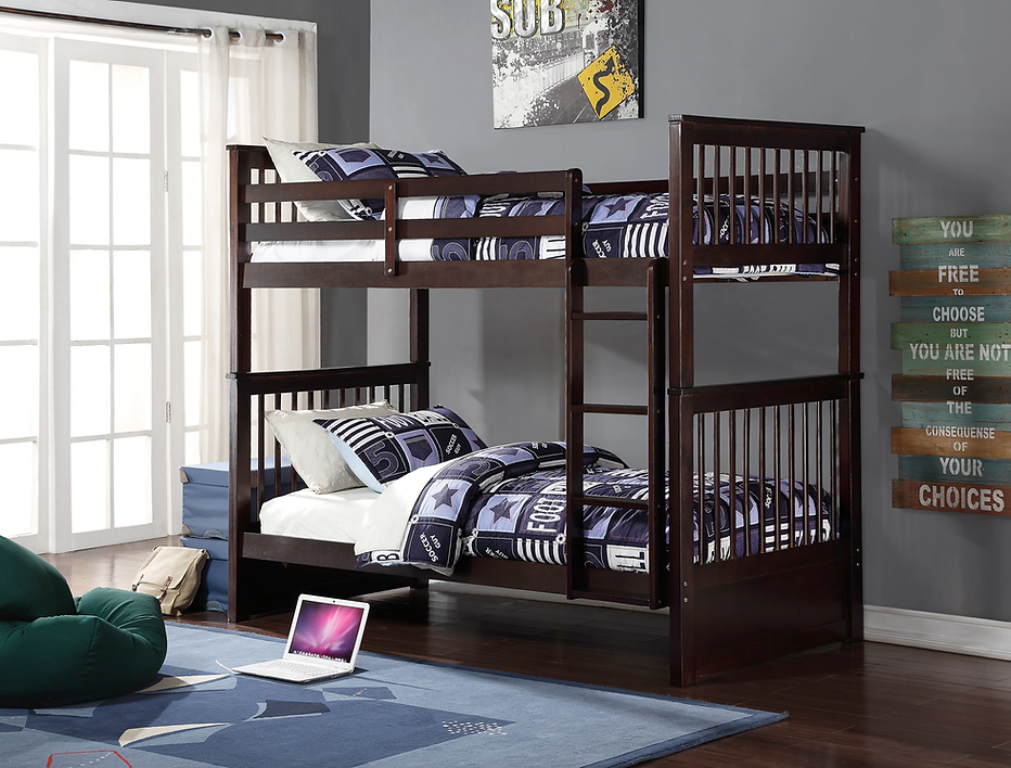 Twin over Twin Solid Wood Bunk Bed with Optional Storage Drawers or Trundle | I121