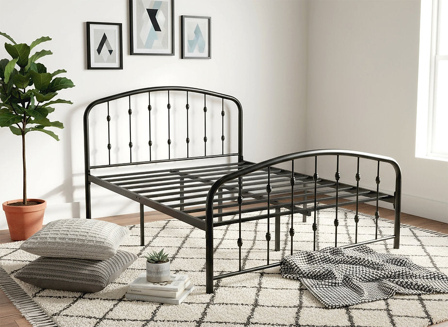Modern Black Metal Platform Bed Frame-I5425