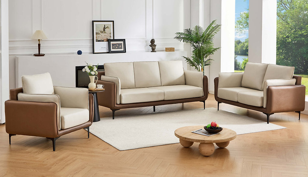 Modern Two-Tone Cream & Mocha Sofa Collection – I8210