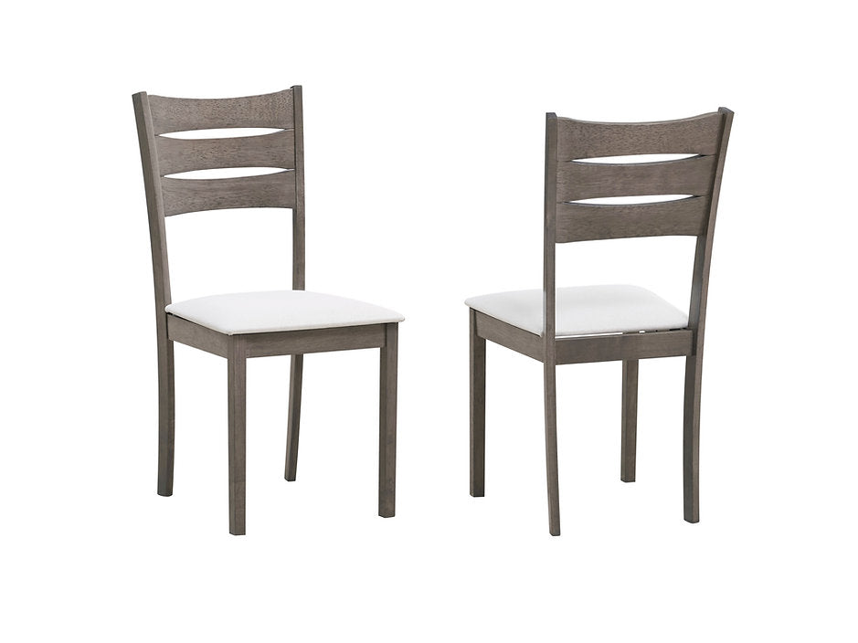 7-Piece Modern Dining Set – Antique Grey Finish with Cream Fabric Chairs-I1051(1052C)