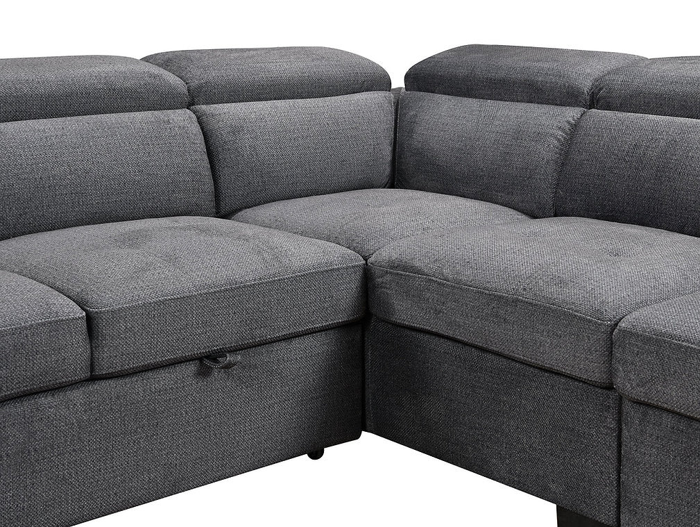 Sectional Sofa Bed with Storage & Adjustable Headrests
