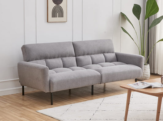Grey Fabric Sofa Bed with Split Back & Memory Foam-I8041