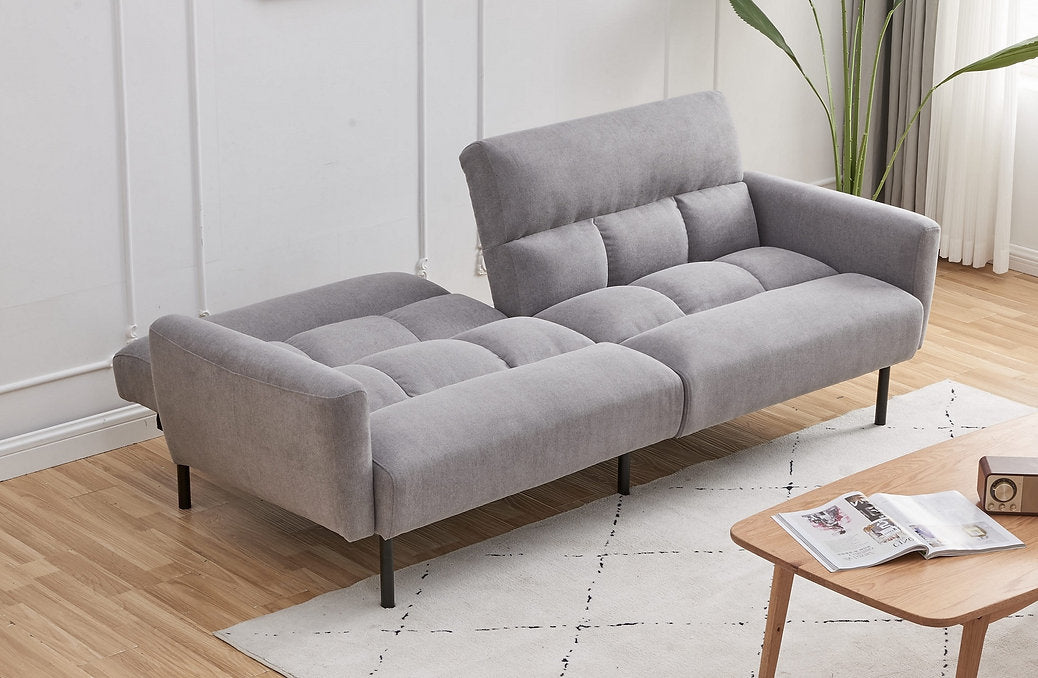 Grey Fabric Sofa Bed with Split Back & Memory Foam-I8041