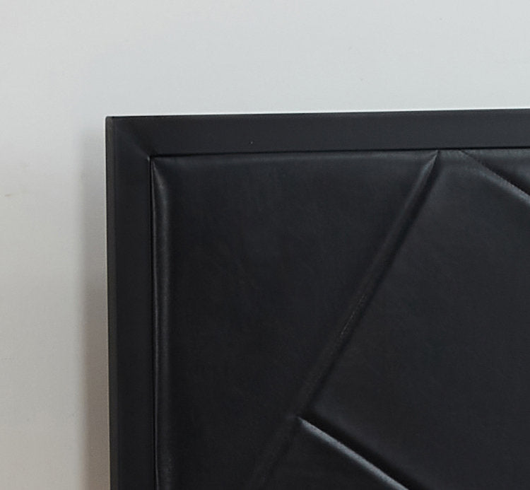 Modern Black Metal Platform Bed Frame with PU Headboard-I140B