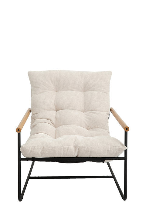 Modern Accent Lounge Chair with Tufted Cushion & Wood Armrests-I665