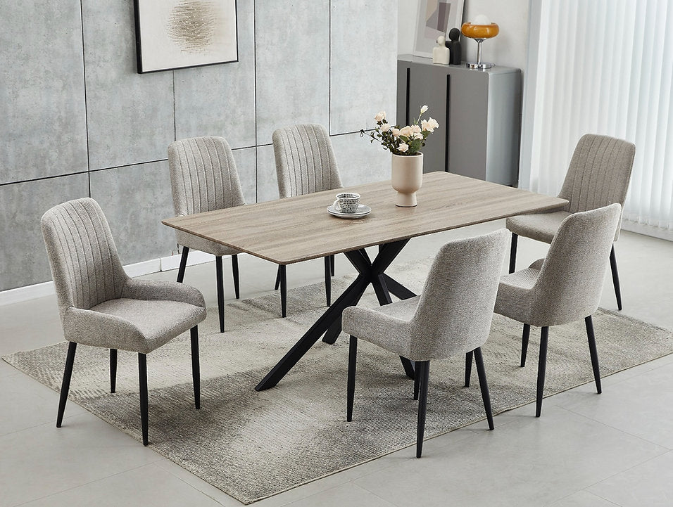 Modern 7-Piece Dining Table Set with Upholstered Chairs-I1510