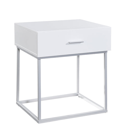 Modern White Night Stand with Storage Drawer-I3401