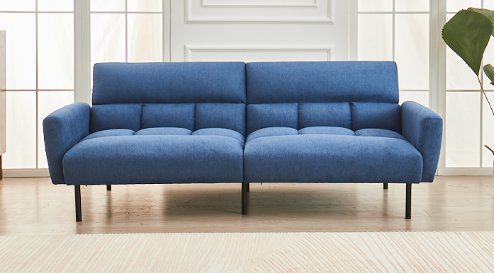 Blue Fabric Sofa Bed with Split Back & Memory Foam-I8040