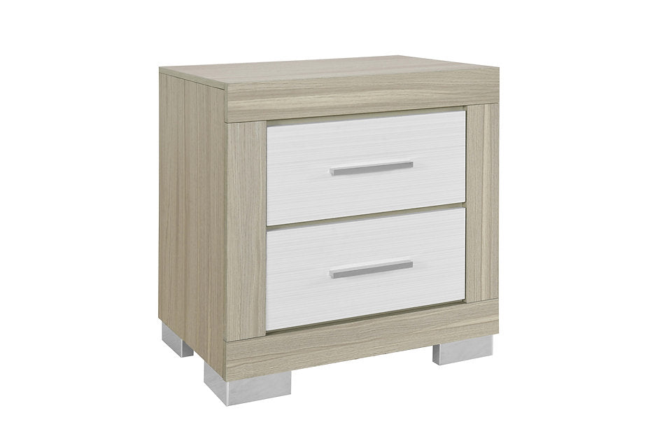 Emma Natural Bedroom Collection with LED Headboard, USB Charging & Storage Bed-Emma (Natural-White)