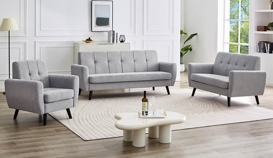 Modern Grey Sofa Set | Sofa, Loveseat & Chair | Affordable & Stylish -I8200