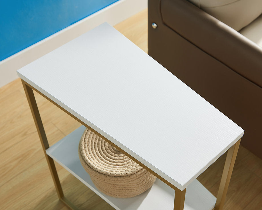 Modern White & Gold Side Table – I081
