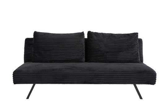 Black Corduroy Split-Back Sofa Bed-I8065