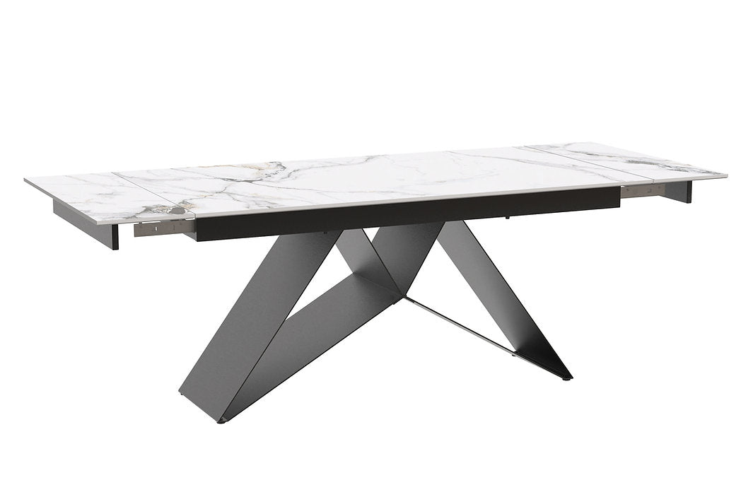 Extendable Sintered Stone Dining Table Set with Grey PU Chairs-I1545( C1561)